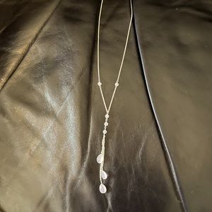 Sterling silver, pink quartz, lariat necklace